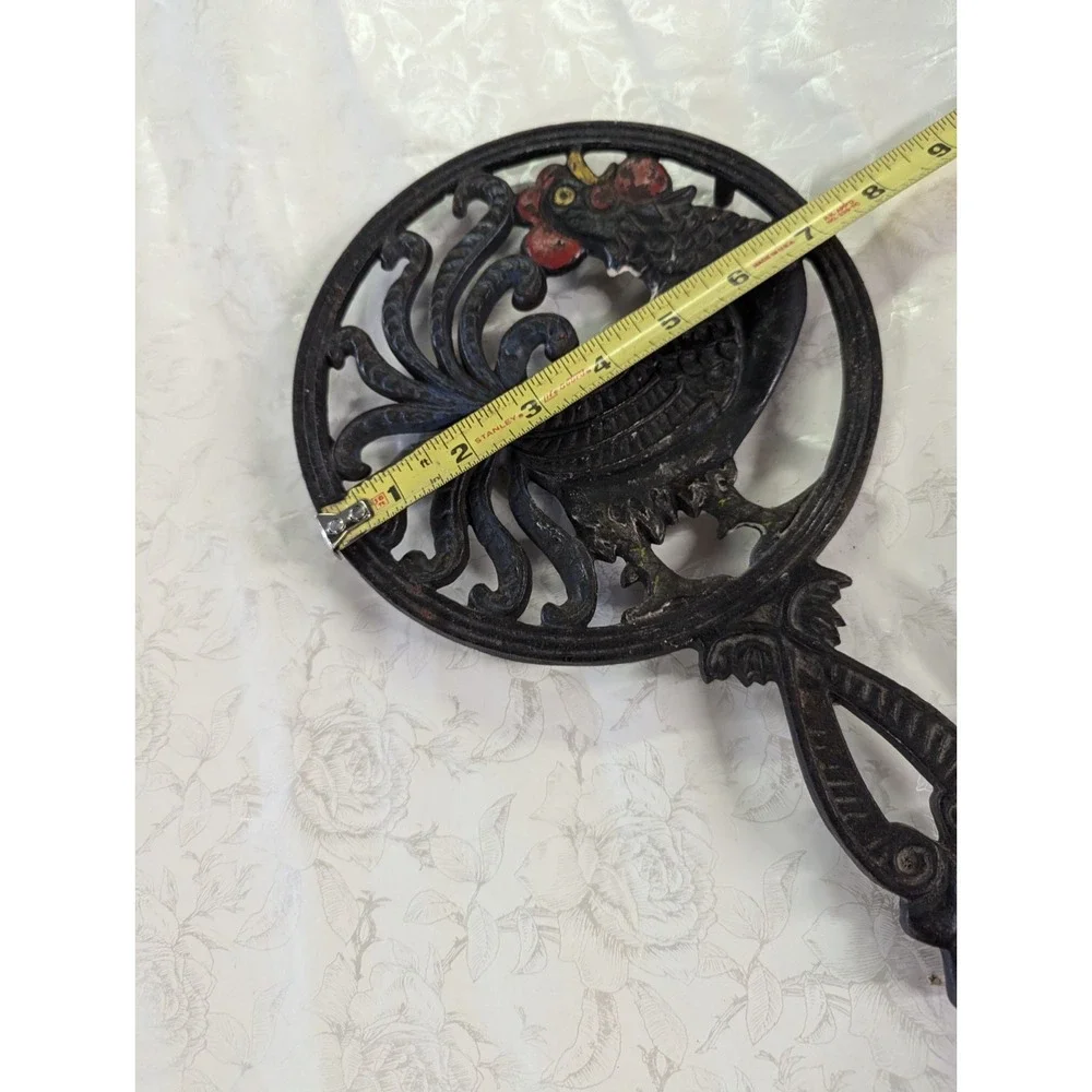 Large Cast iron kitchen Trivet‎ with handle ROOSTER design